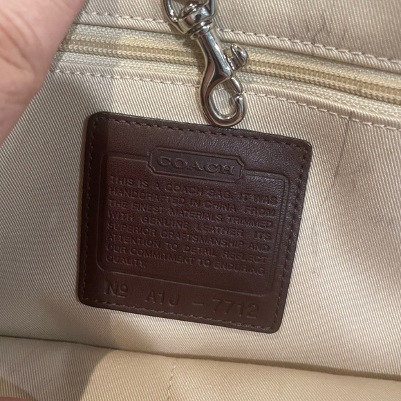 Coach Leather Canvas Striped Brown Yellow & Tan Satchel Bag - Picture 8 of 9